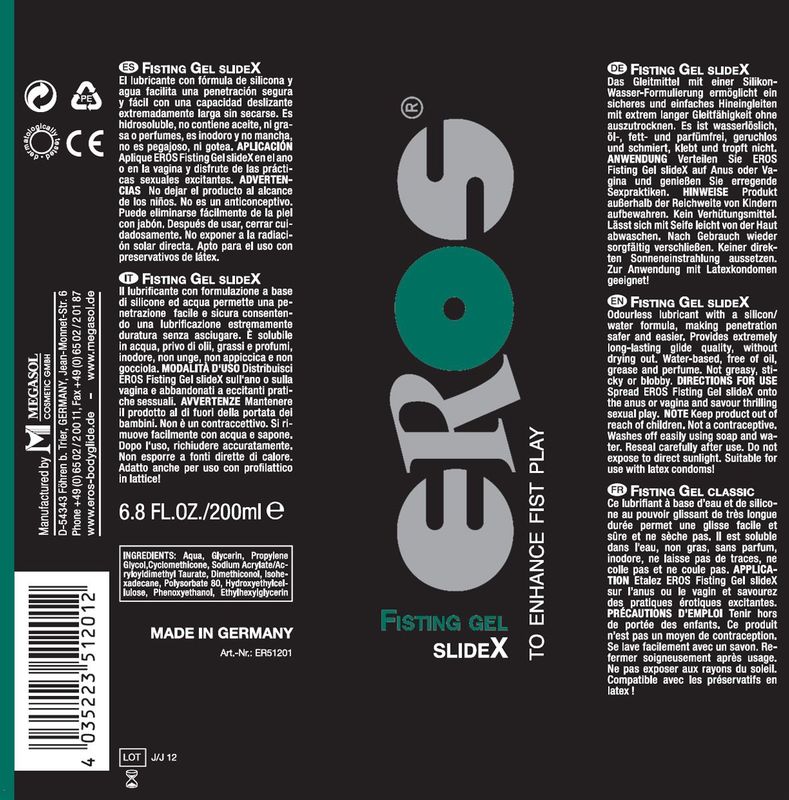 Eros Fisting Glijmiddel SlideX - 200 ml
