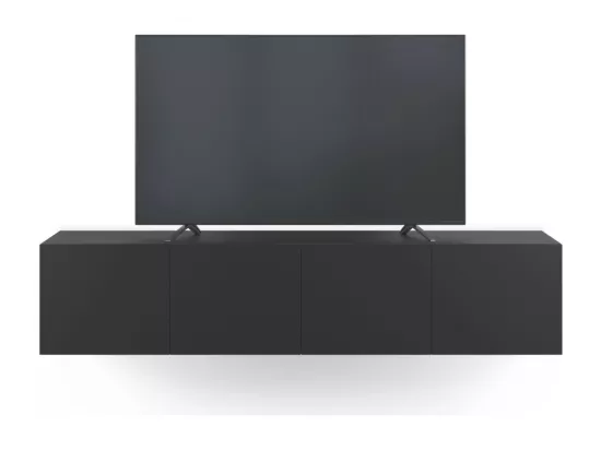 Nexa - Meuble TV suspendu 4 portes en bois L180cm - Noir