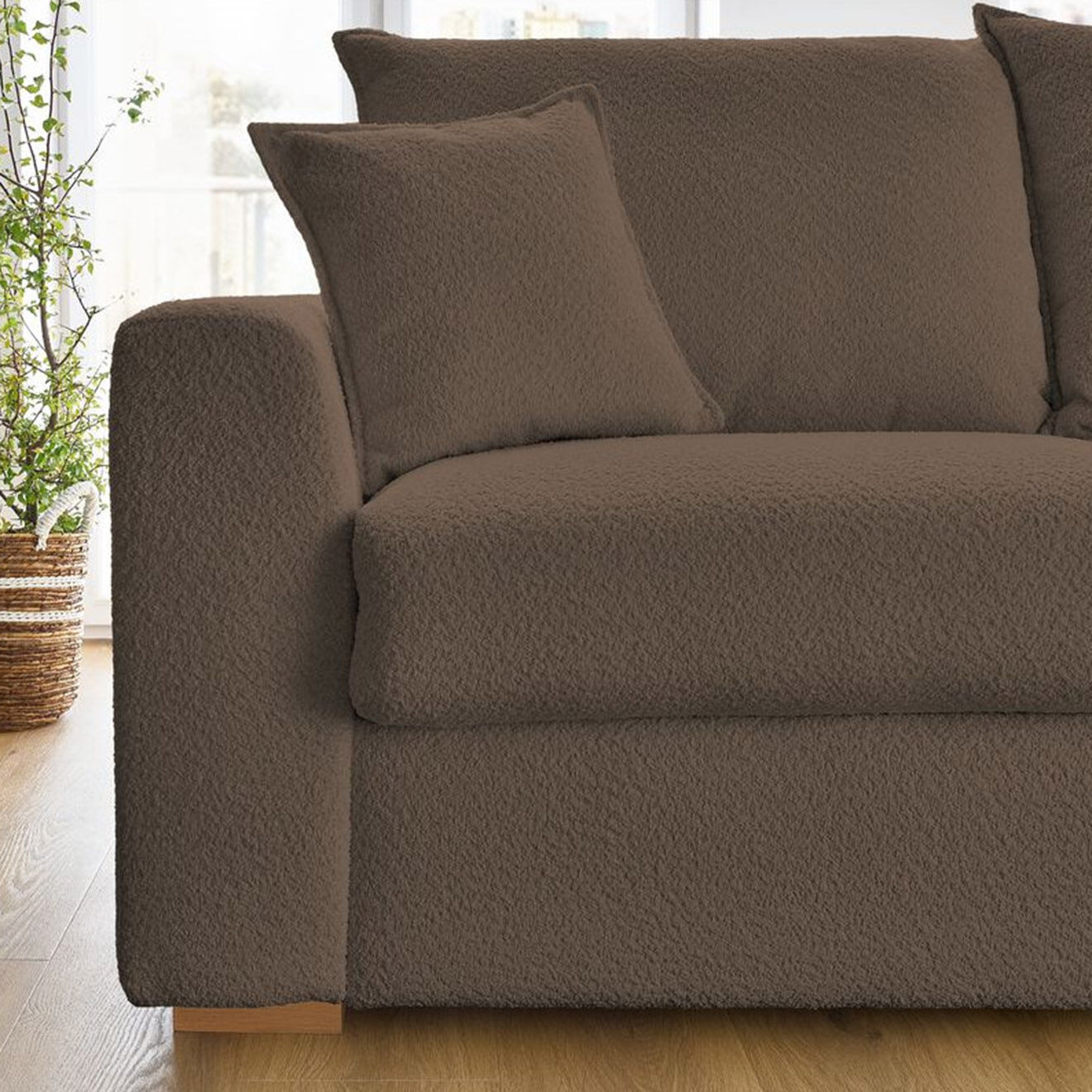 Bobochic Canapé convertible express augustin bouclette marron  - 205x96x97 cm