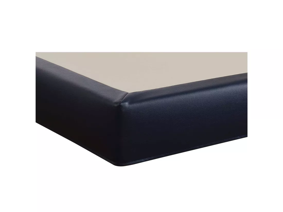 Cache-sommier intégral simili cuir bleu marine 120x190