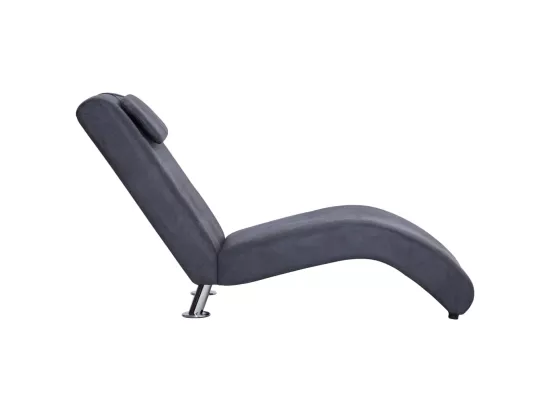 Chaise longue avec oreiller Gris Similicuir daim