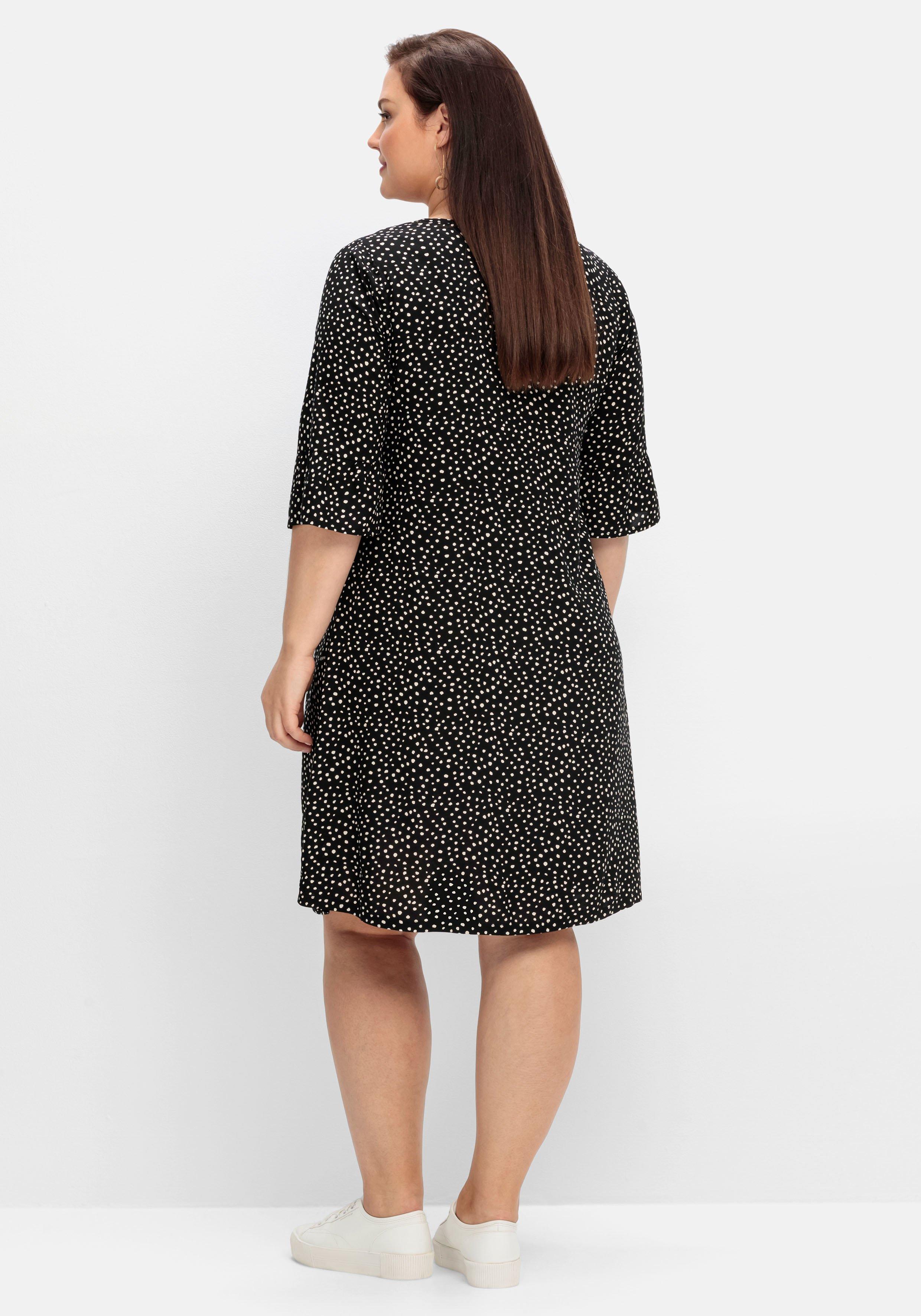 Kurzes Kleid mit 3/4-Arm und Pünktchendruck