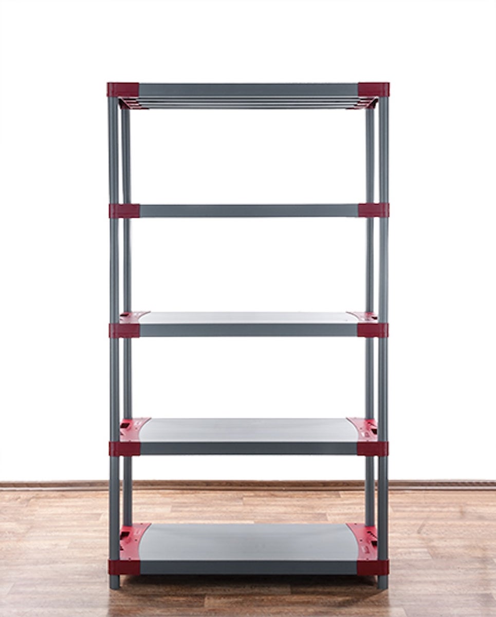 PROREGAL Plastic Plank Big Grey Bear Hoog HxBxD 180 x 90 x 46 cm Plank Draagvermogen 160 kg Grijs/Rood