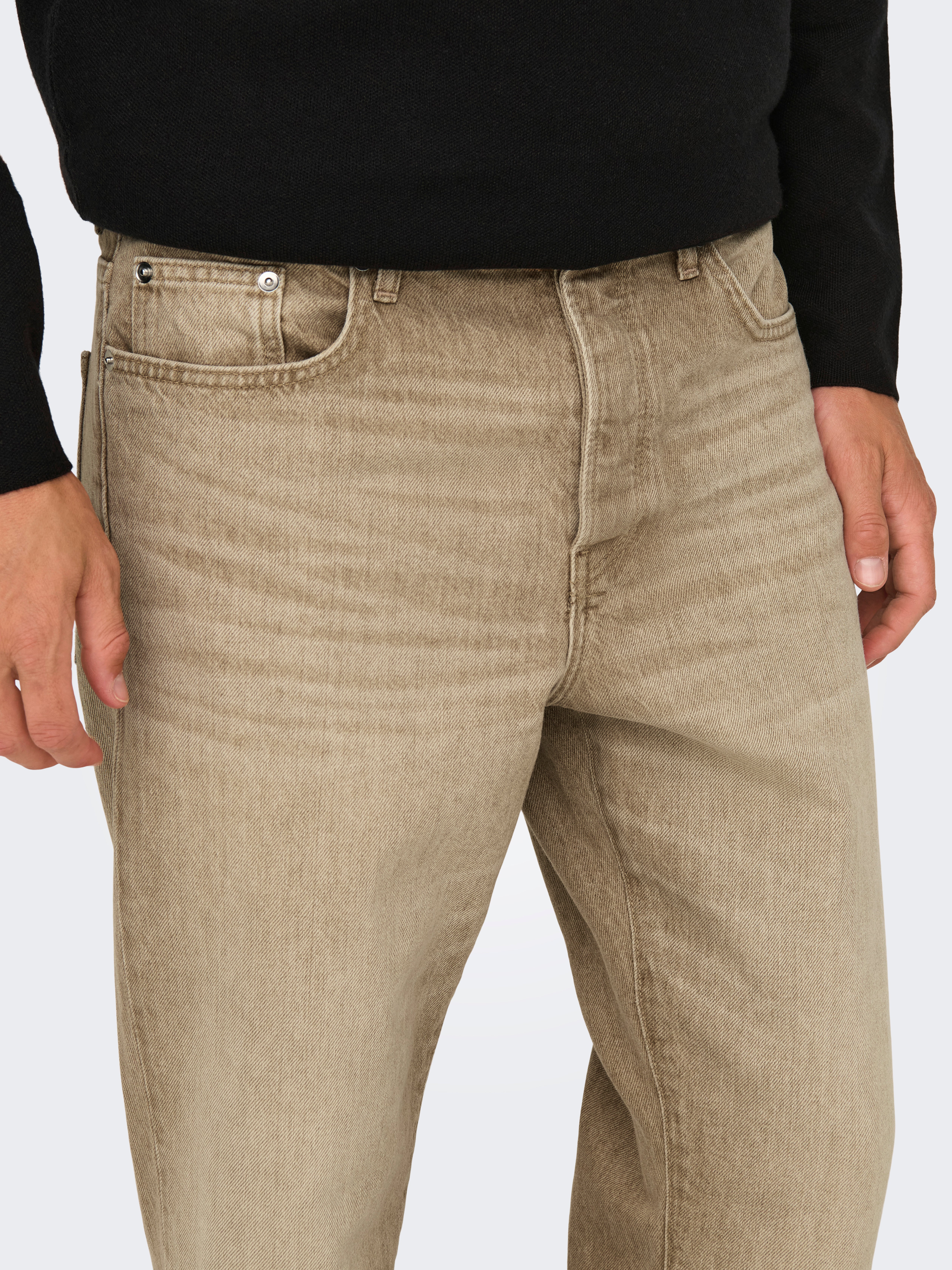 ONSEDGE Mittlere Taille Gerade geschnitten Jeans Beige