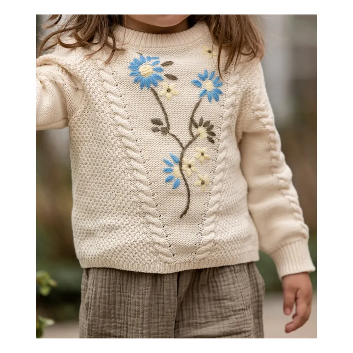 Fliink Pull Broderie Fleurs | Ecru