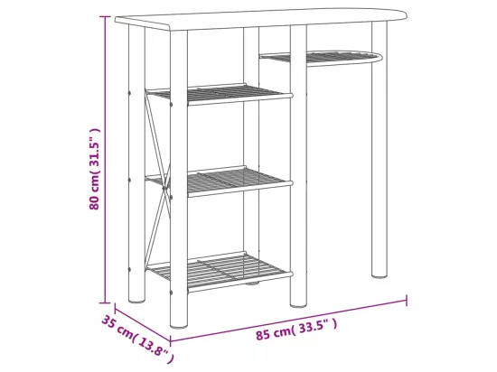 Ensemble de bar 3 pcs gris et marron bois d'ingénierie et fer