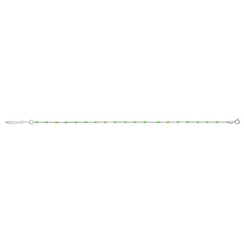 Chaine de cheville argent - Olives vert fluo