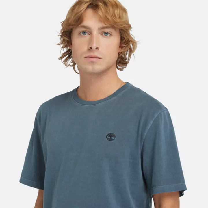 T-shirt teint en pièce pour homme en bleu marine