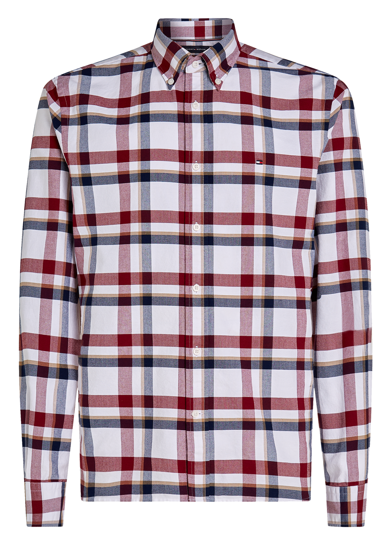 Chemise col classique regular-fit en coton bio mélangé | Rouge