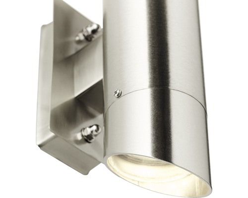 Buitenwandlamp up/down 2-lichts H 33,5 cm roestvrij staal/wit