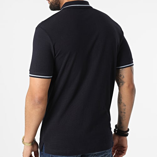 Polo A Manches Courtes Structure Bleu Marine