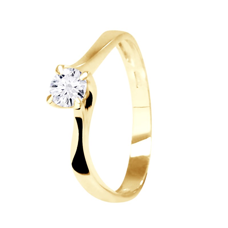 Solitaire Diamant 0,30 Cts 4 Griffes Or Jaune 18 Carats