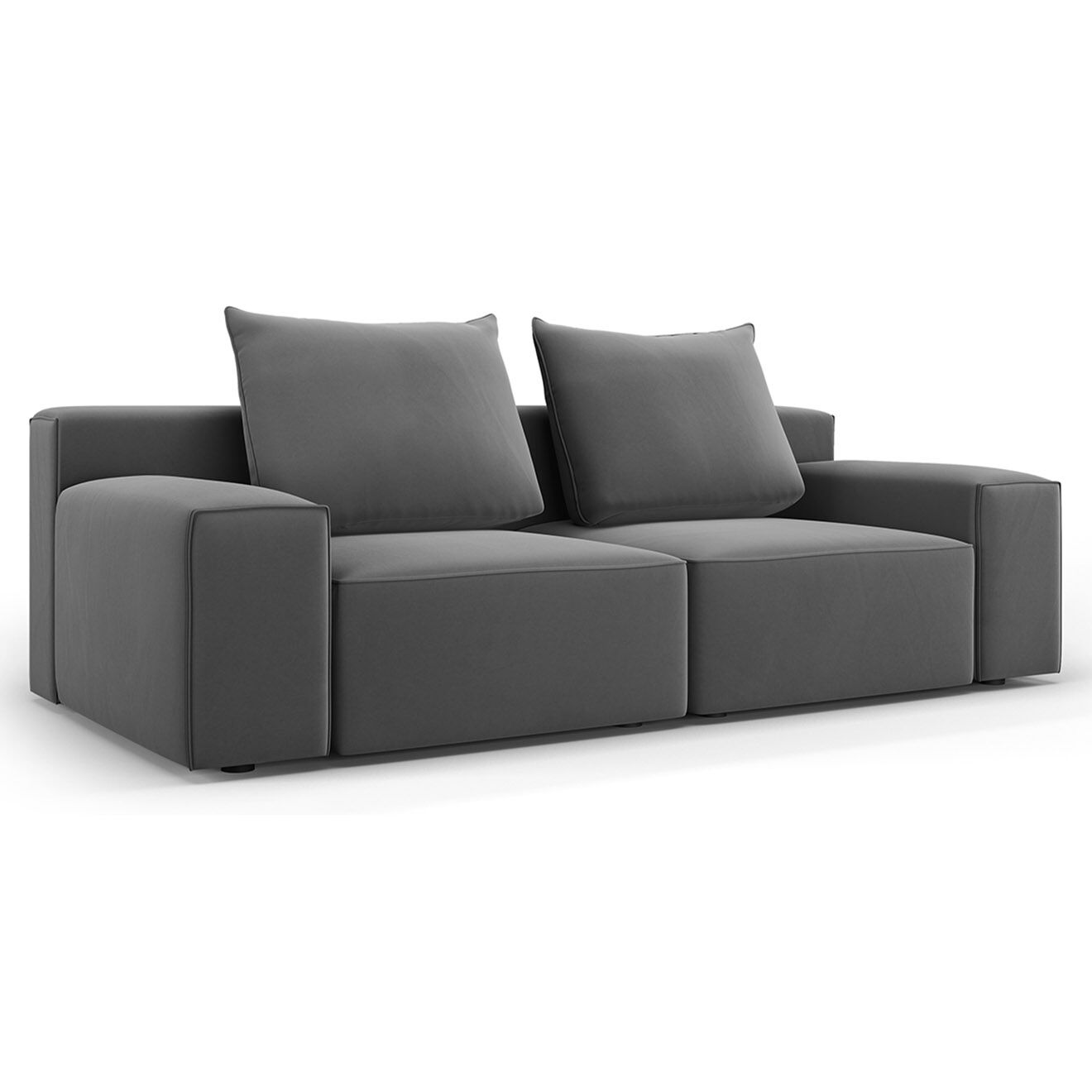 Mazzini Sofas Canapé Velours Ivy 3 Places gris foncé - 210x105x89 cm