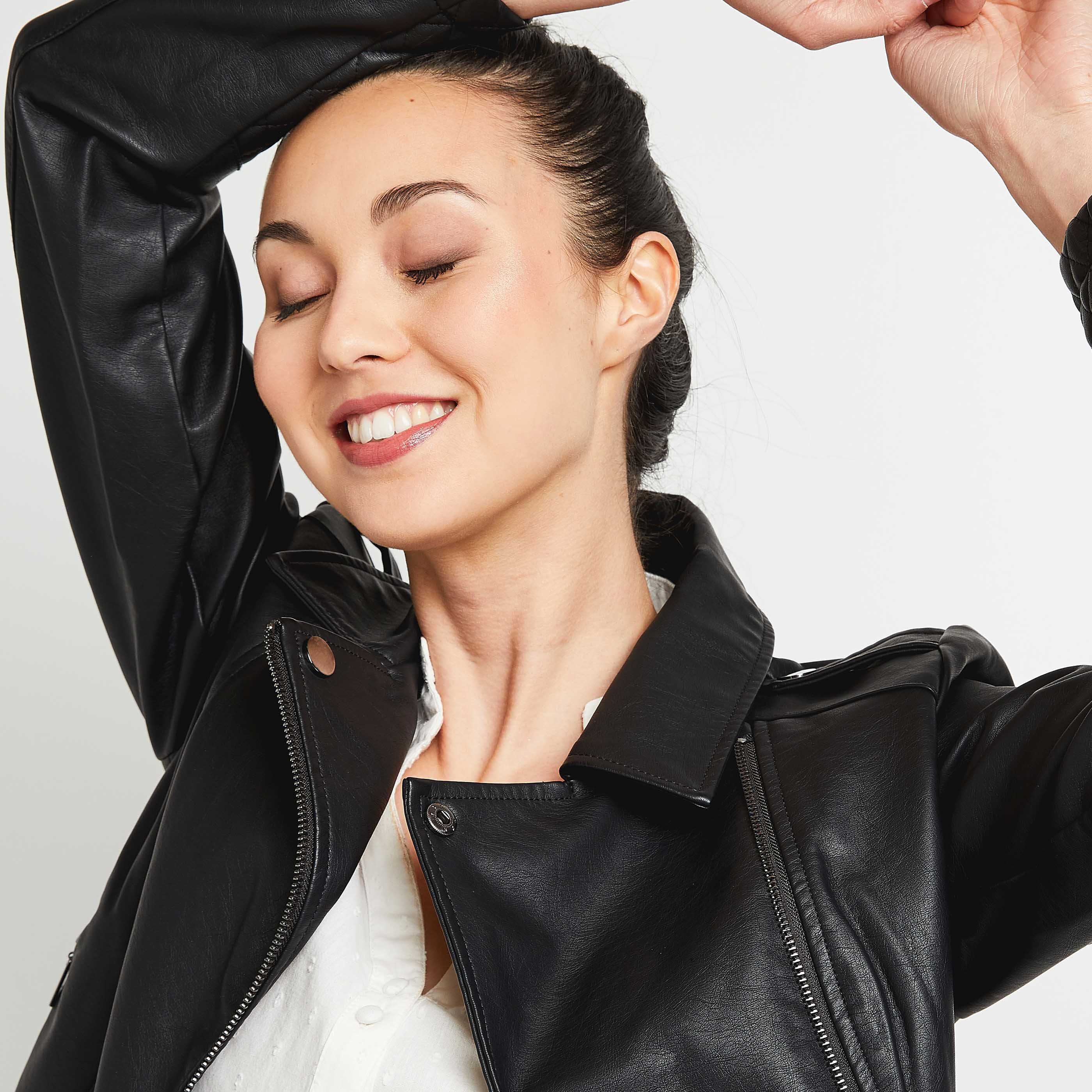 Blouson simili noir femme - NOIR