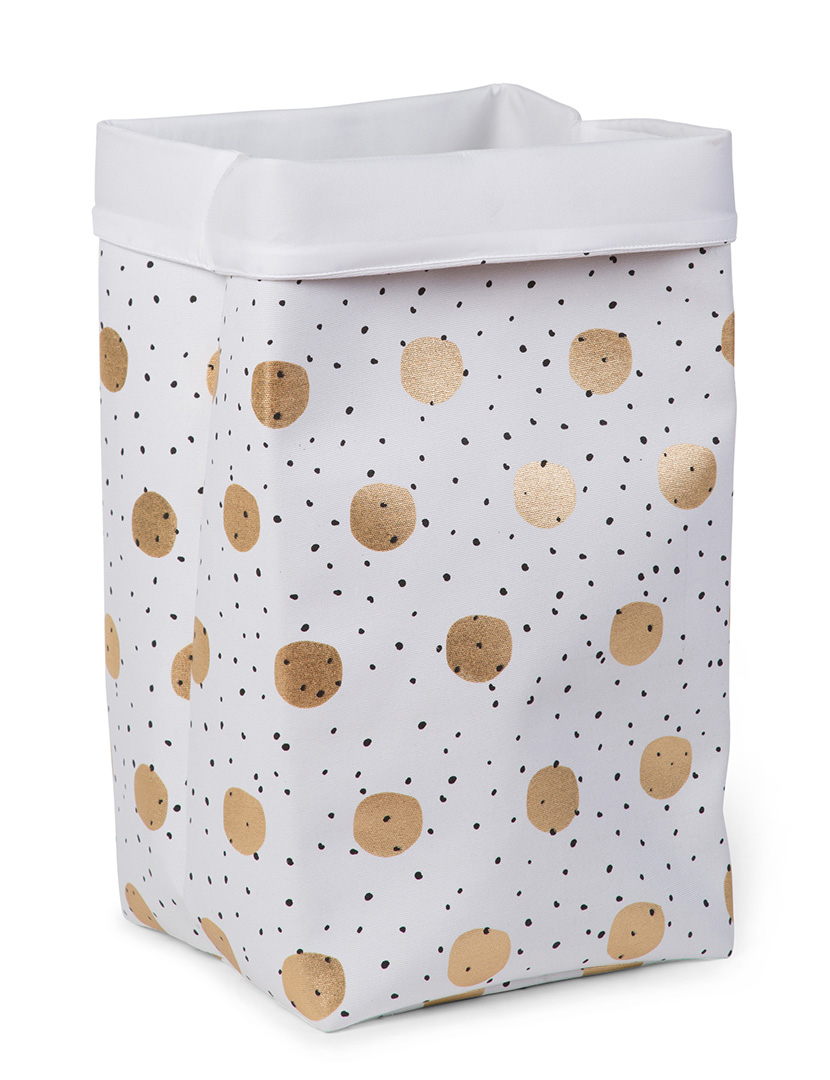 White Basket/Golden Dots