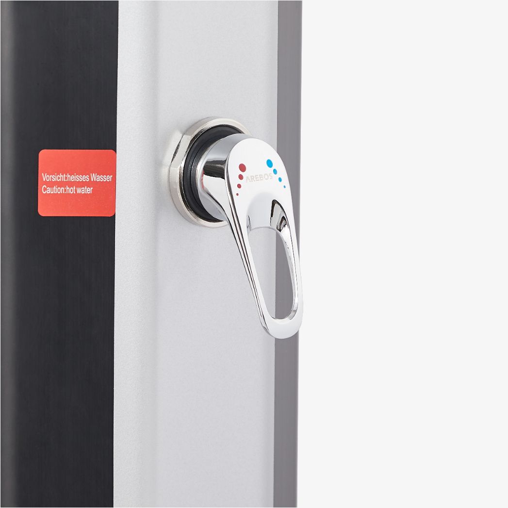 Solardusche 60L mit Handbrause und Themometer schwarz/silber