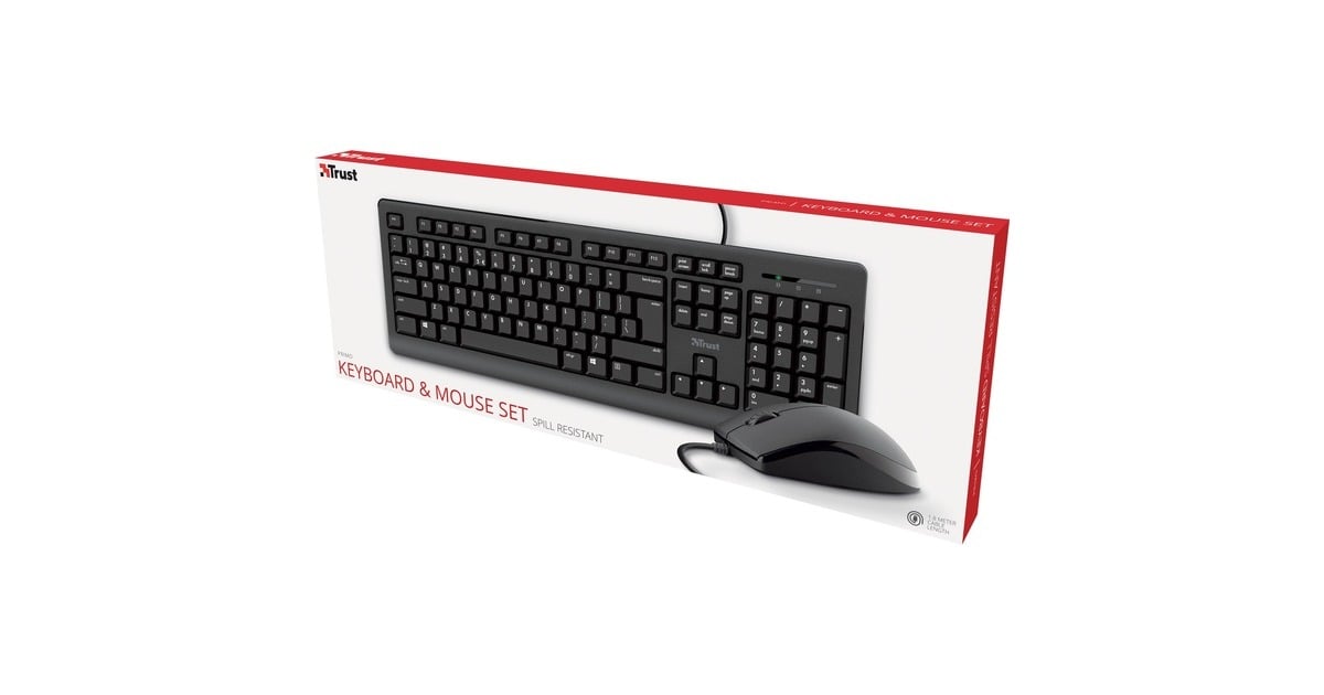 TrustPrimo Keyboard & Mouse Set, desktopset  (Zwart, US lay-out, Membraan)