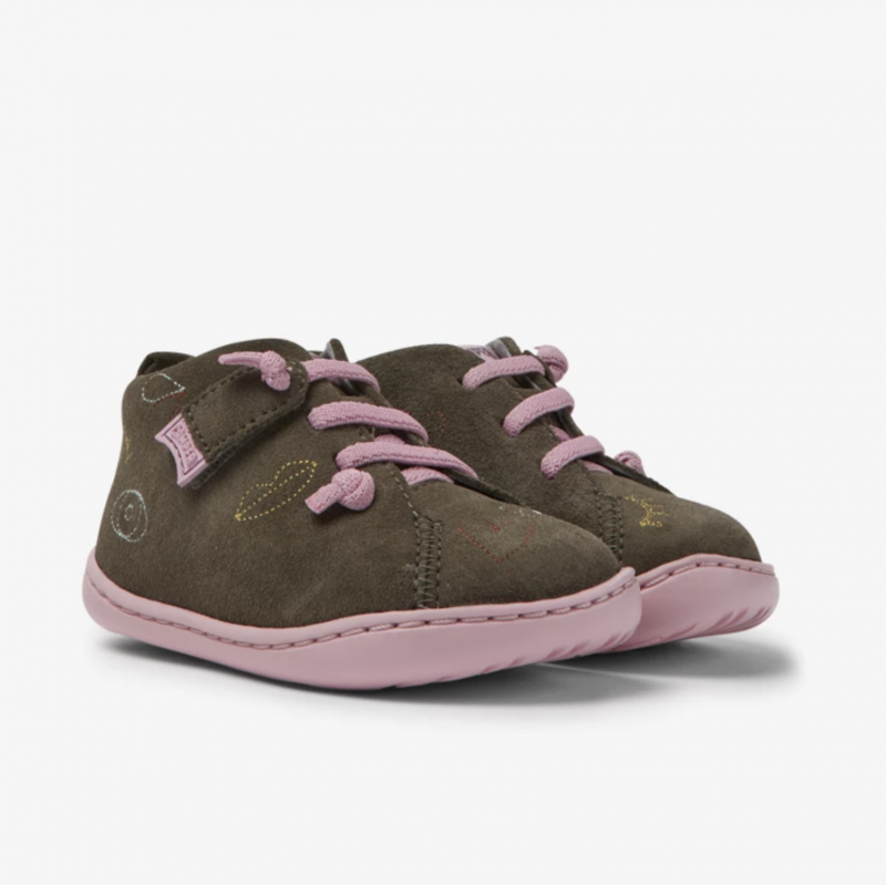 Camper Camper Peu Twins Sella gris kaki et rose