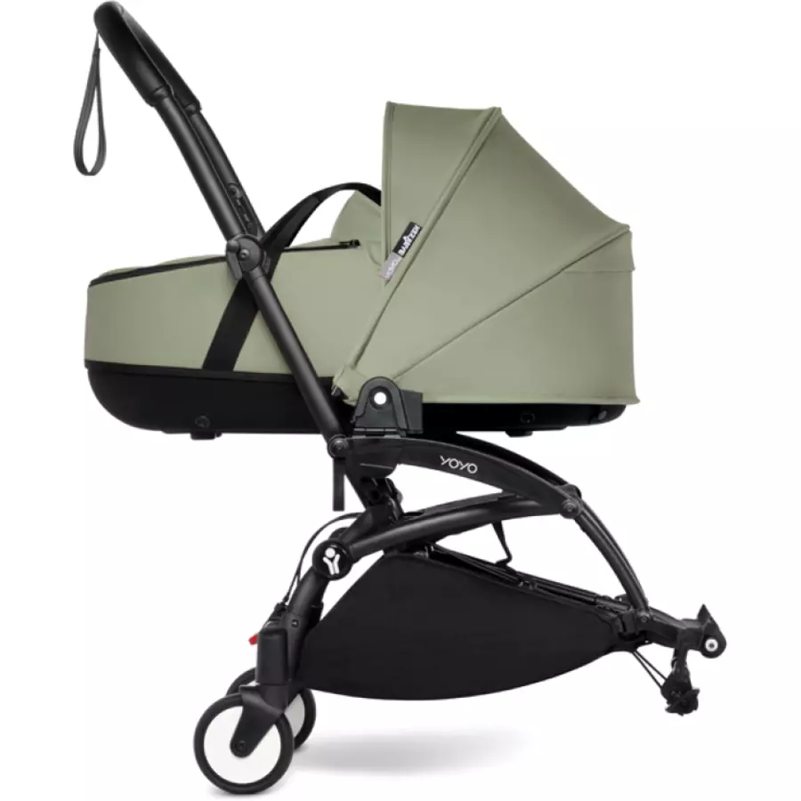 BABYZEN Kinderwagen YOYO 0+ connect Black mit Liegewanne Olive