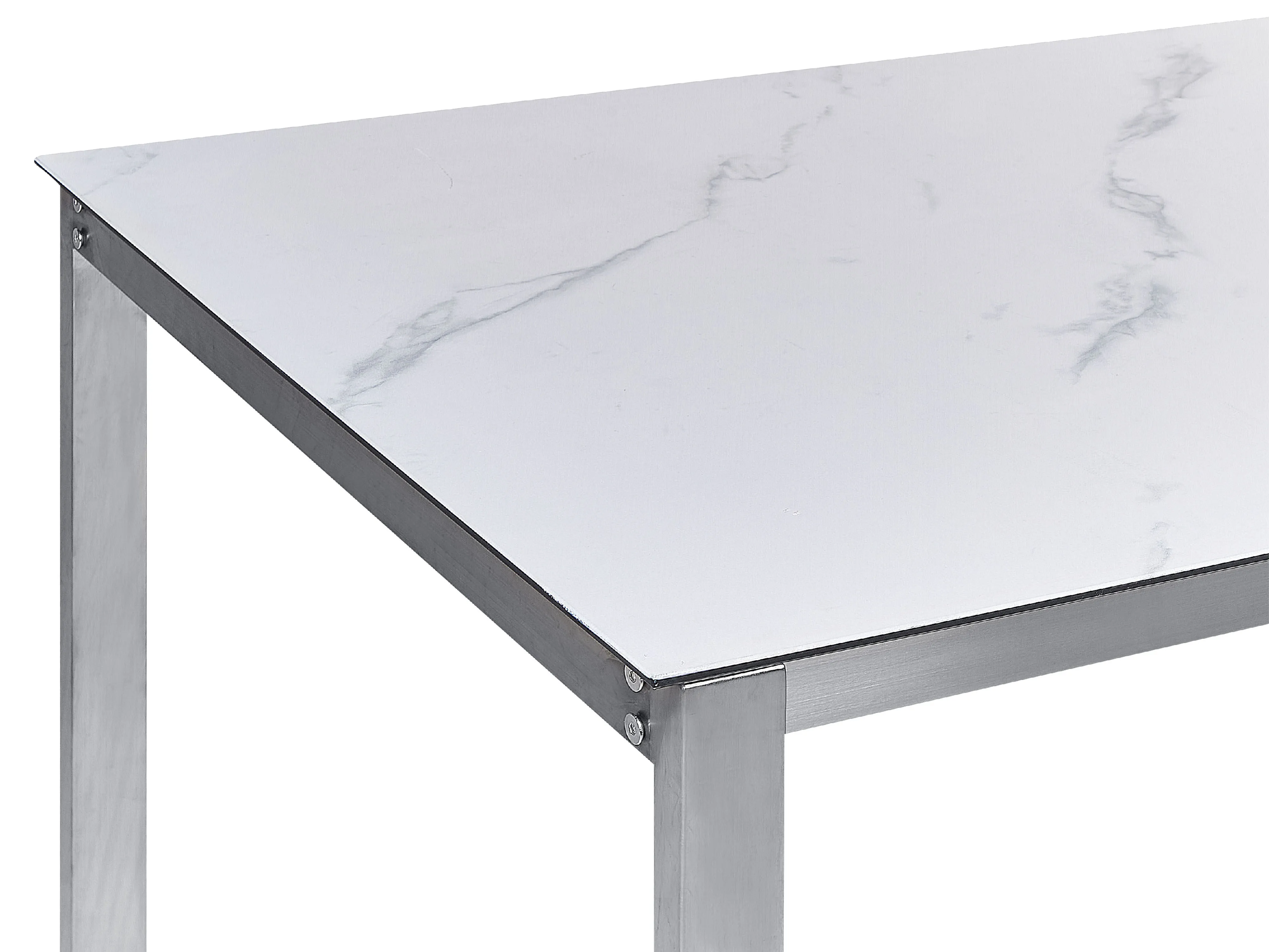 Tuin eettafel COSOLETO 180 cm 90 cm Marmereffect Glas Wit