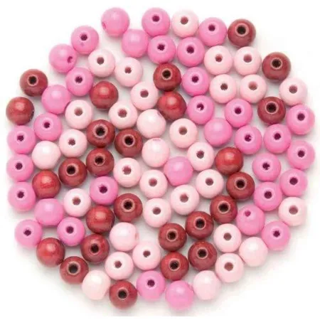 Glorex Holzperlen rosa mix, 12 mm, 28 Stück