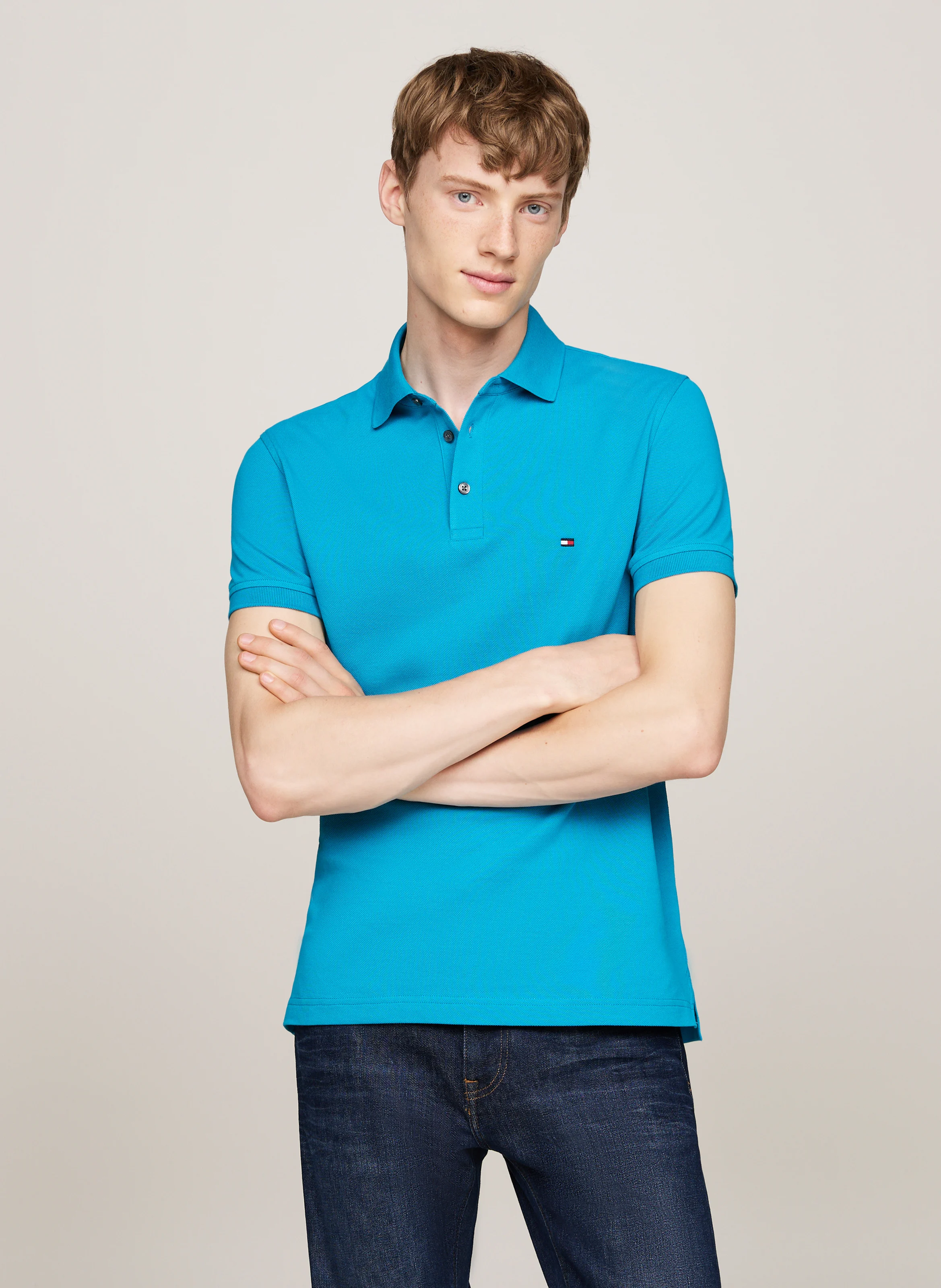 Polo slim-fit en coton bio | Bleu