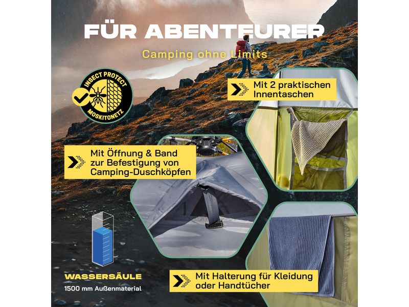 Where tomorrow Duschzelt Pop Up – Grün 220 x 155 cm Camping-Duschzelt
