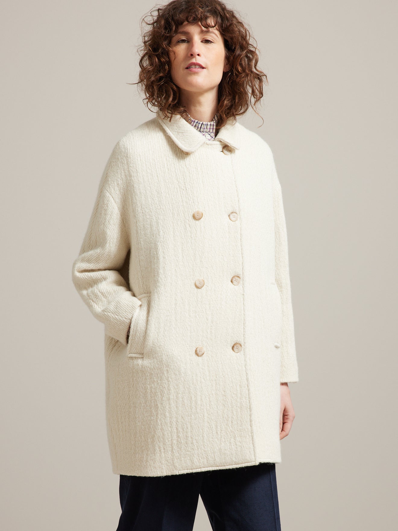 Manteau lainage femme double boutonnage