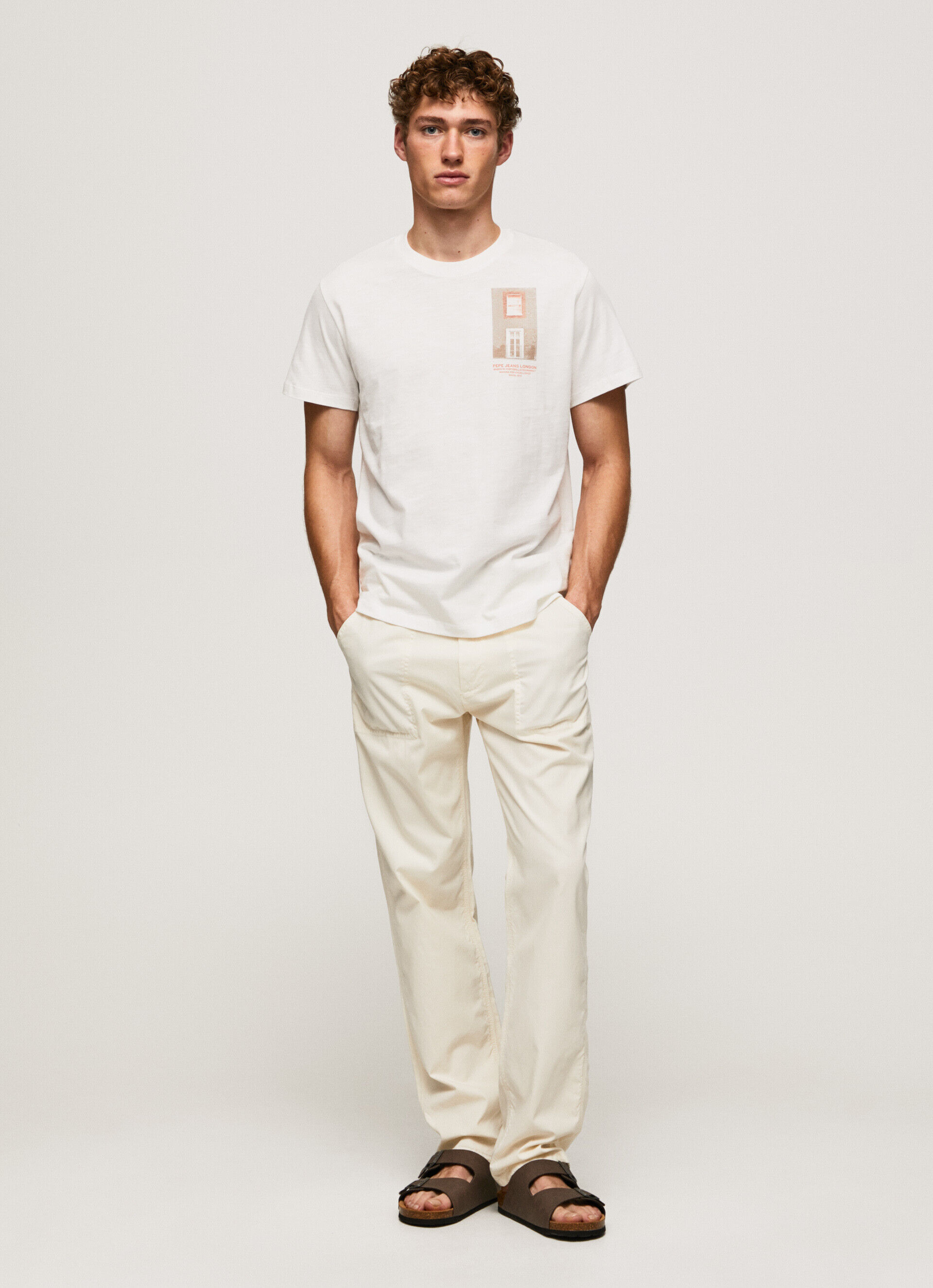 CAMISETA COM ESTAMPA FOTOGRÁFICA - branco-creme