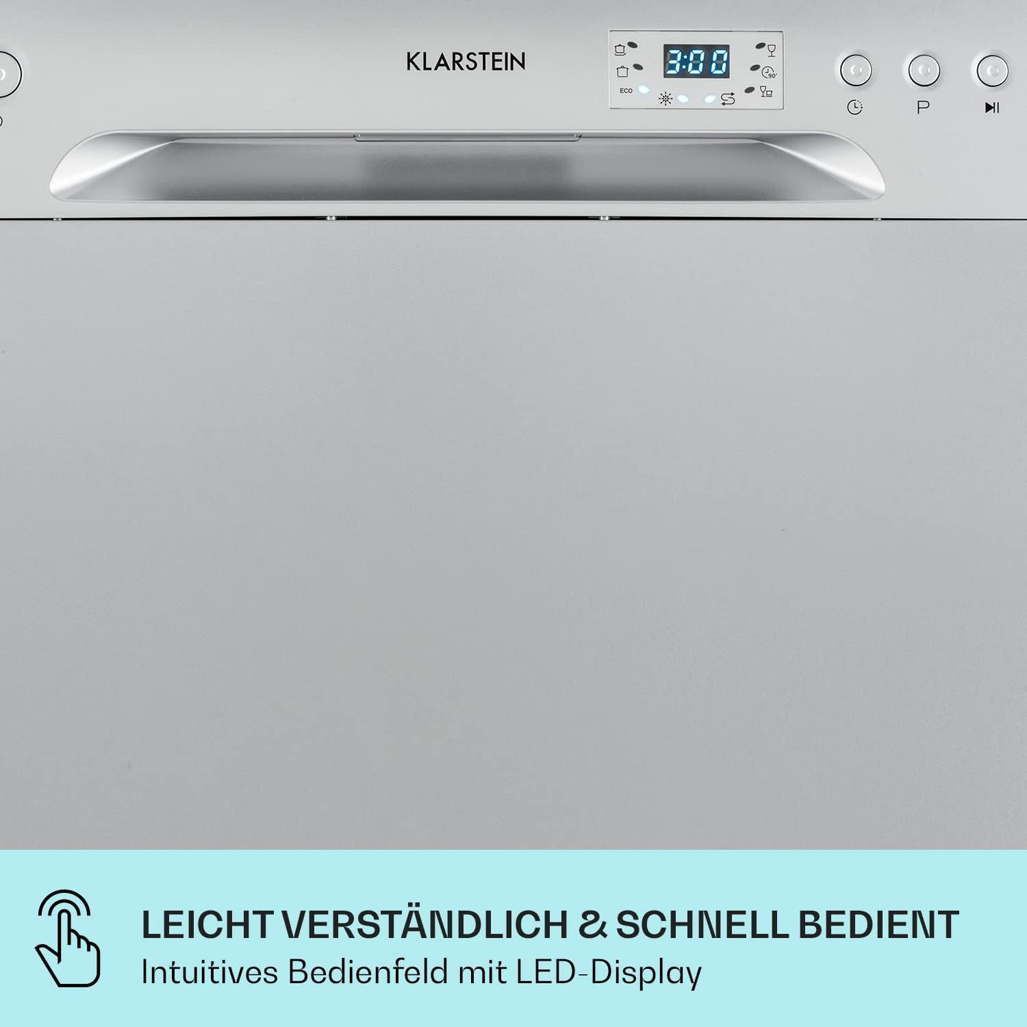 Klarstein Amazonia 6, Tischgeschirrspüler A+ 1380 W, 6 Maßgedecke, Silber grau