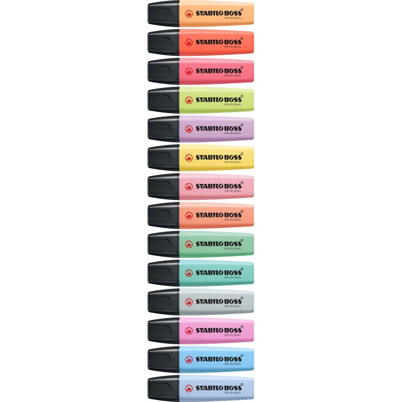 Surligneur stabilo boss original pastel encre base    eau pointe biseautee largeur  trace 2/5mm coloris douceur