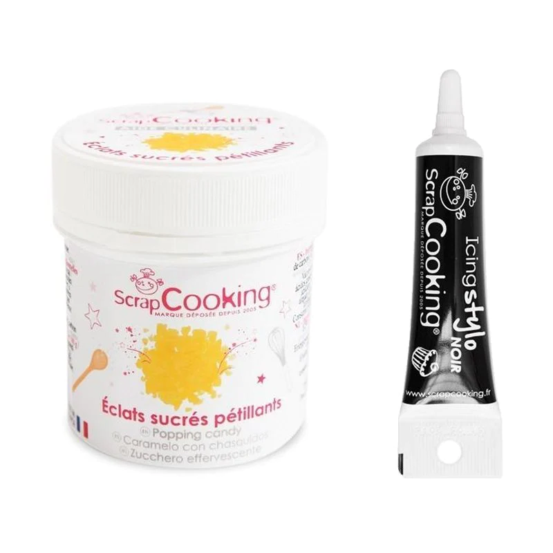 Eclats sucrés pétillants 50 g + Stylo glaçage noir Scrapcooking