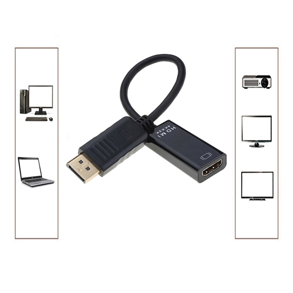 (23cm) DisplayPort DP auf 4K HDMI Verbindungskabel Adapter für PC / Computer - Schwarz