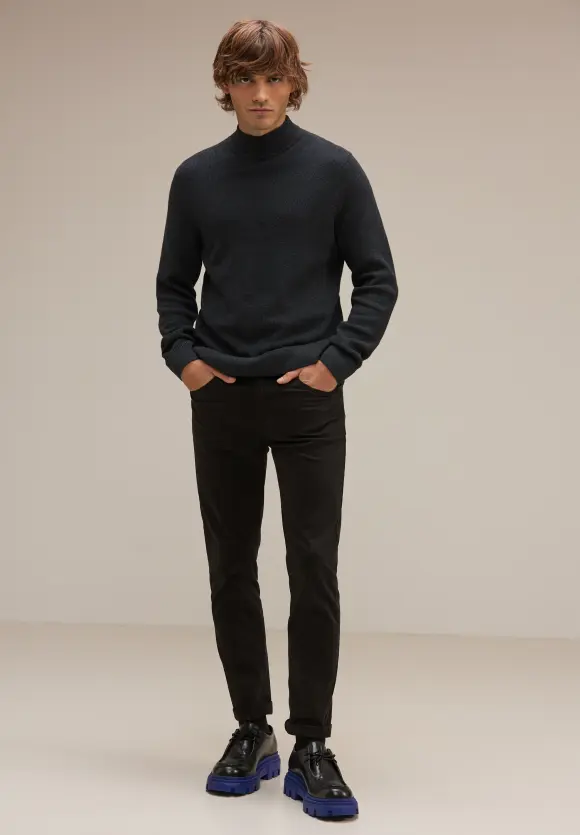 Wollmix Stehkragenpullover - anthra grey melange