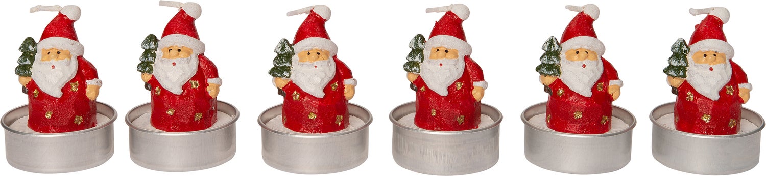 Intratuin kaars Kerstman rood D 3,5 H 5,5 cm 6 stuks
