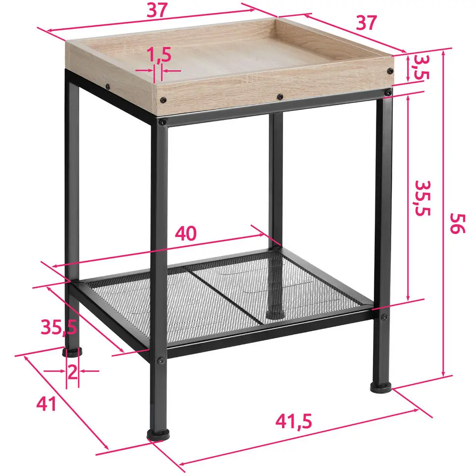 tectake Bijzettafel Rochester 41,5x41x56cm