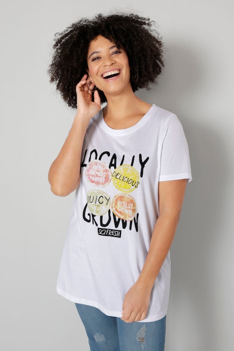 T-Shirt, Classic Fit, Schrift, Applikationen, Rundhals, Halbarm
