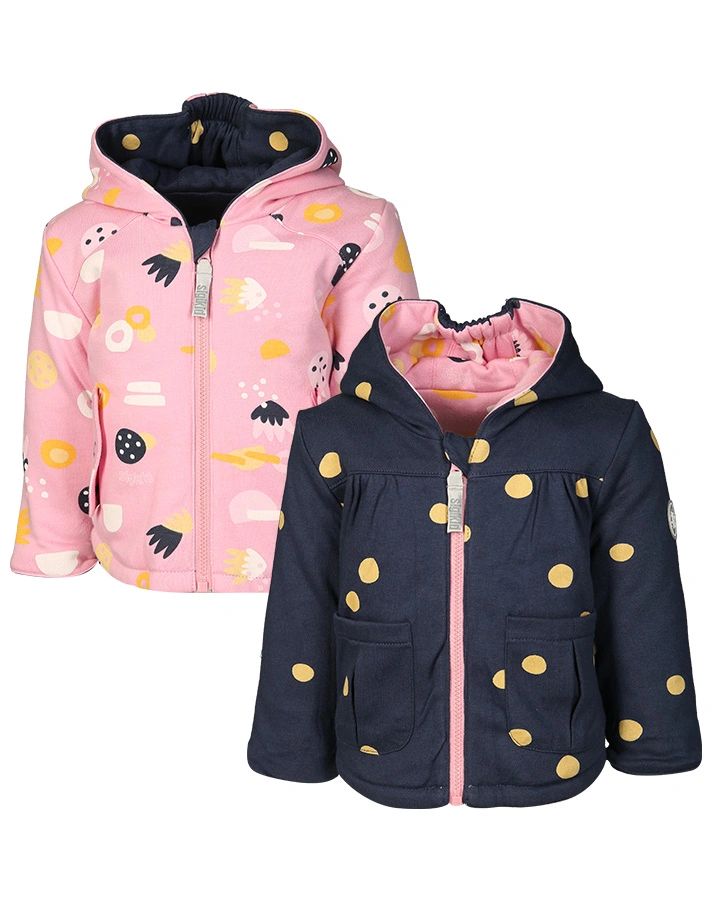 Wende-Kapuzenjacke FUNKY DOTS in rosa/blau