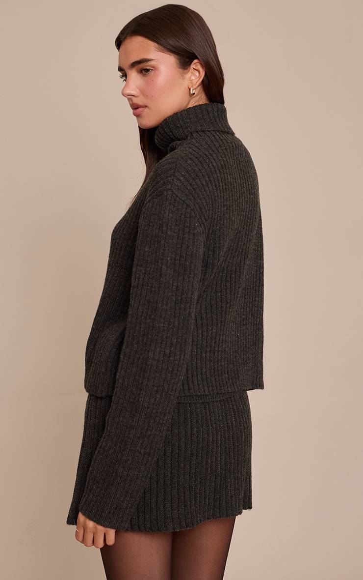 Gris Synthétiquell Col Roulé En Maille