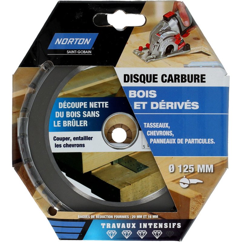 Disque carbure Norton multi-matériaux Ø 125 x 22,23 mm - Nombre de segment 24