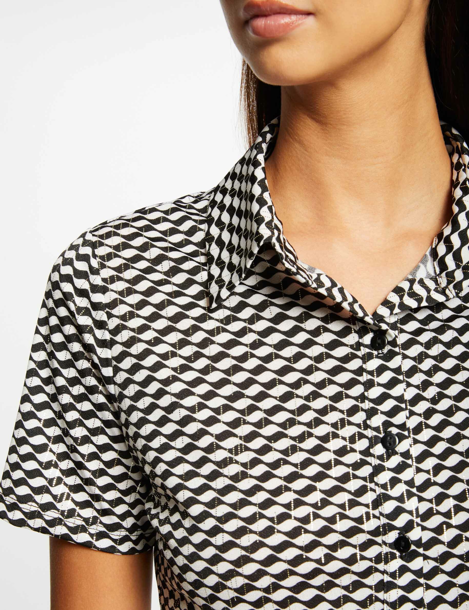 T-shirt boutonné imprimé géométrique multico femme - multico