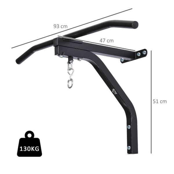 2-1 Design Boksesekkholder Veggmontert Boksesekk Sandsekkholder Opptil 130 Kg Lastekapasitet Hengende Stativ Stål Svart 93 X 47 X 51 Cm