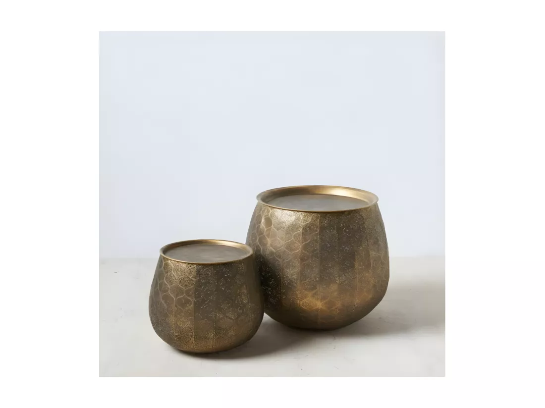 Duo de tables d'appoint ronde doré Métal - ZOSTA