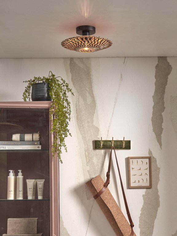 Good&Mojo Kalimantan plafondlamp extra small Ø30 zwart/naturel