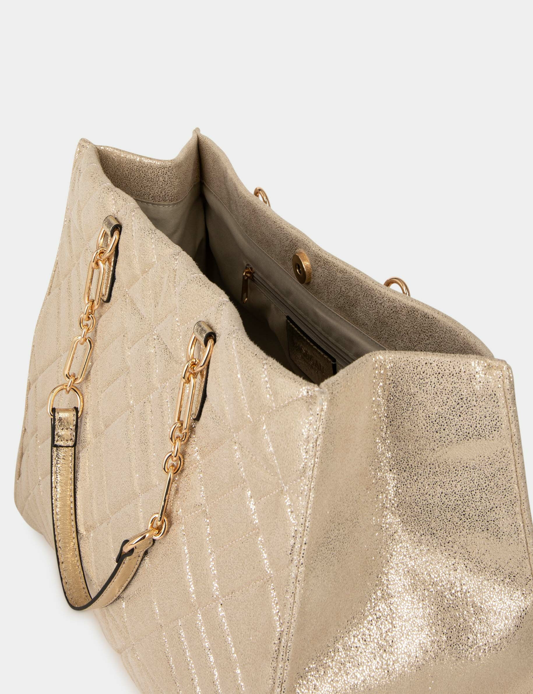 Sac cabas matelassé métallisé dore femme - dore