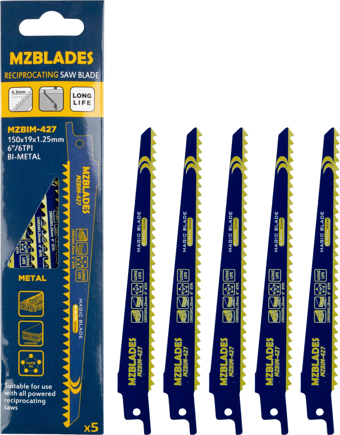 Multizaag MZBIM-427 Reciprozaagblad Bimetaal - 5 stuks