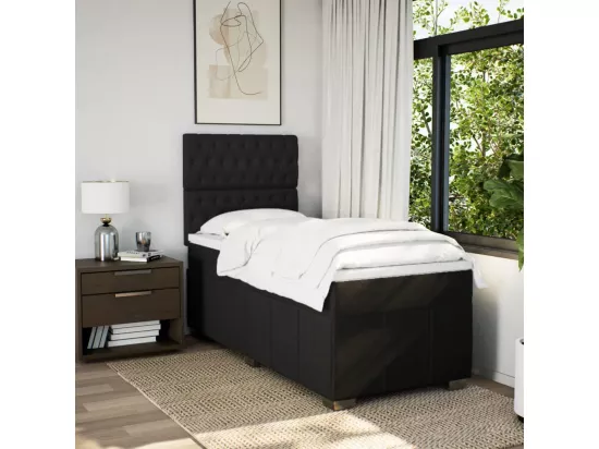 Sommier à lattes de lit avec matelas Noir 90x190 cm Tissu