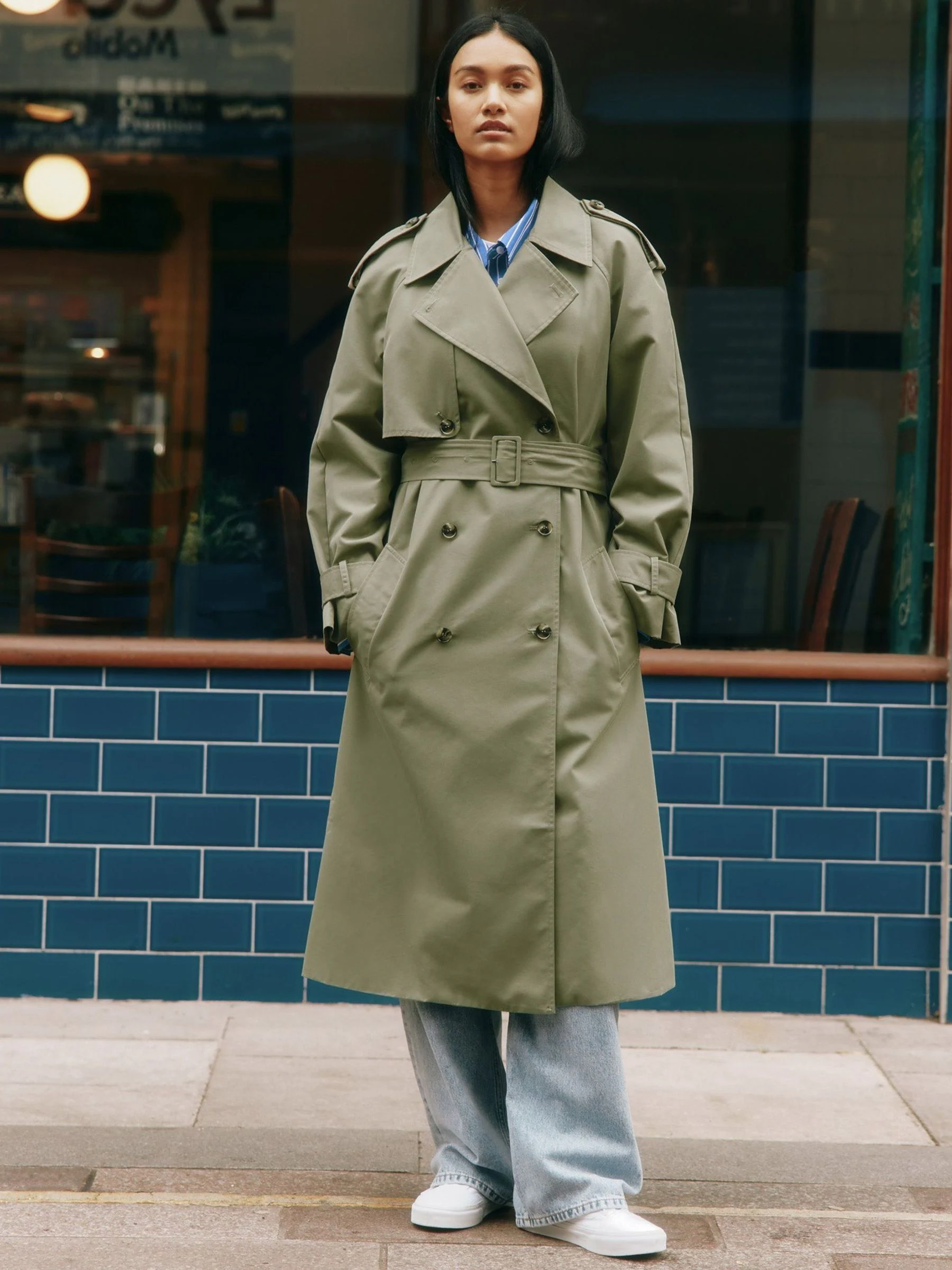 Albaray Green DB Classic Trench Coat