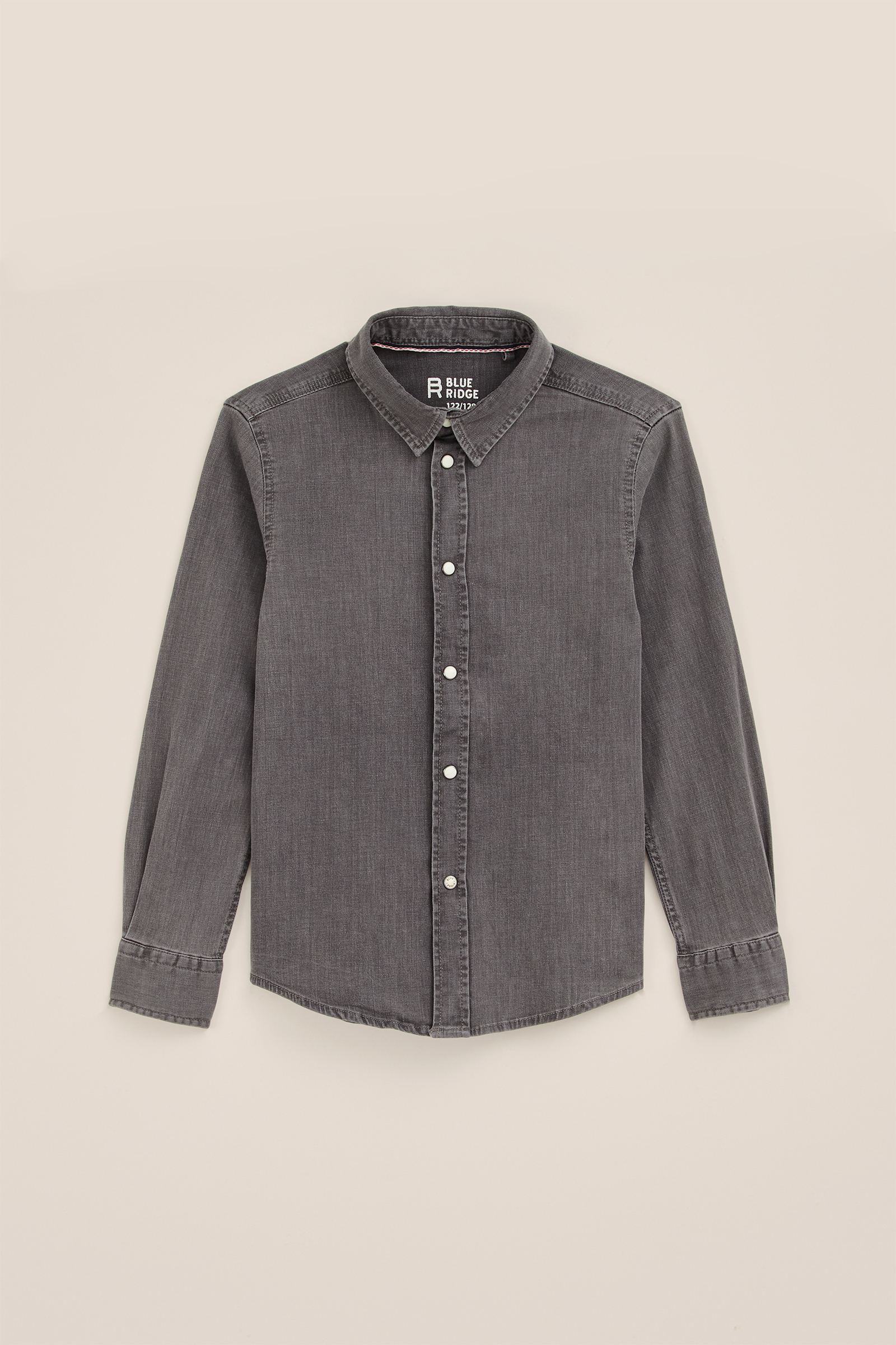 Jongens denim overhemd met stretch Blue Ridge Lichtgrijs