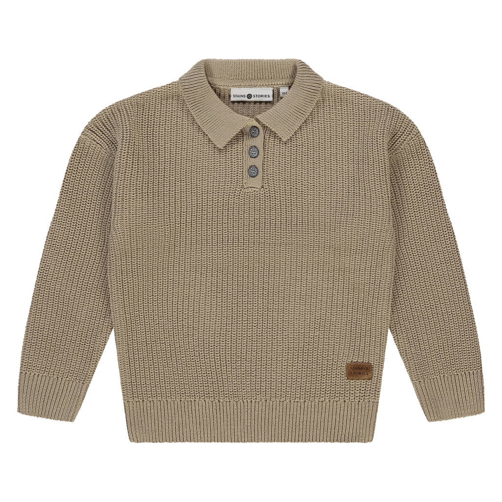 Stains&Stories trui beige grof gebreid